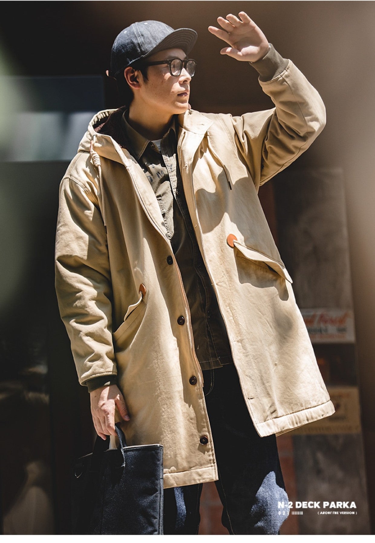 ボアライナーで暖か★N2 デッキコットンコートフード付き★S~2XL