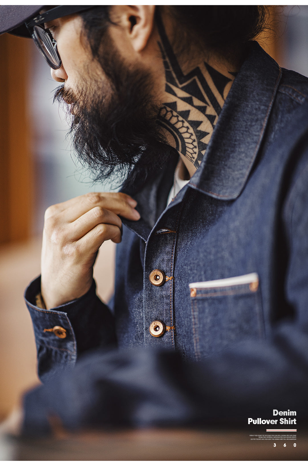 ★ヴィンテージ復刻セルビッチデニムプルオーバーシャツ★S~2XL