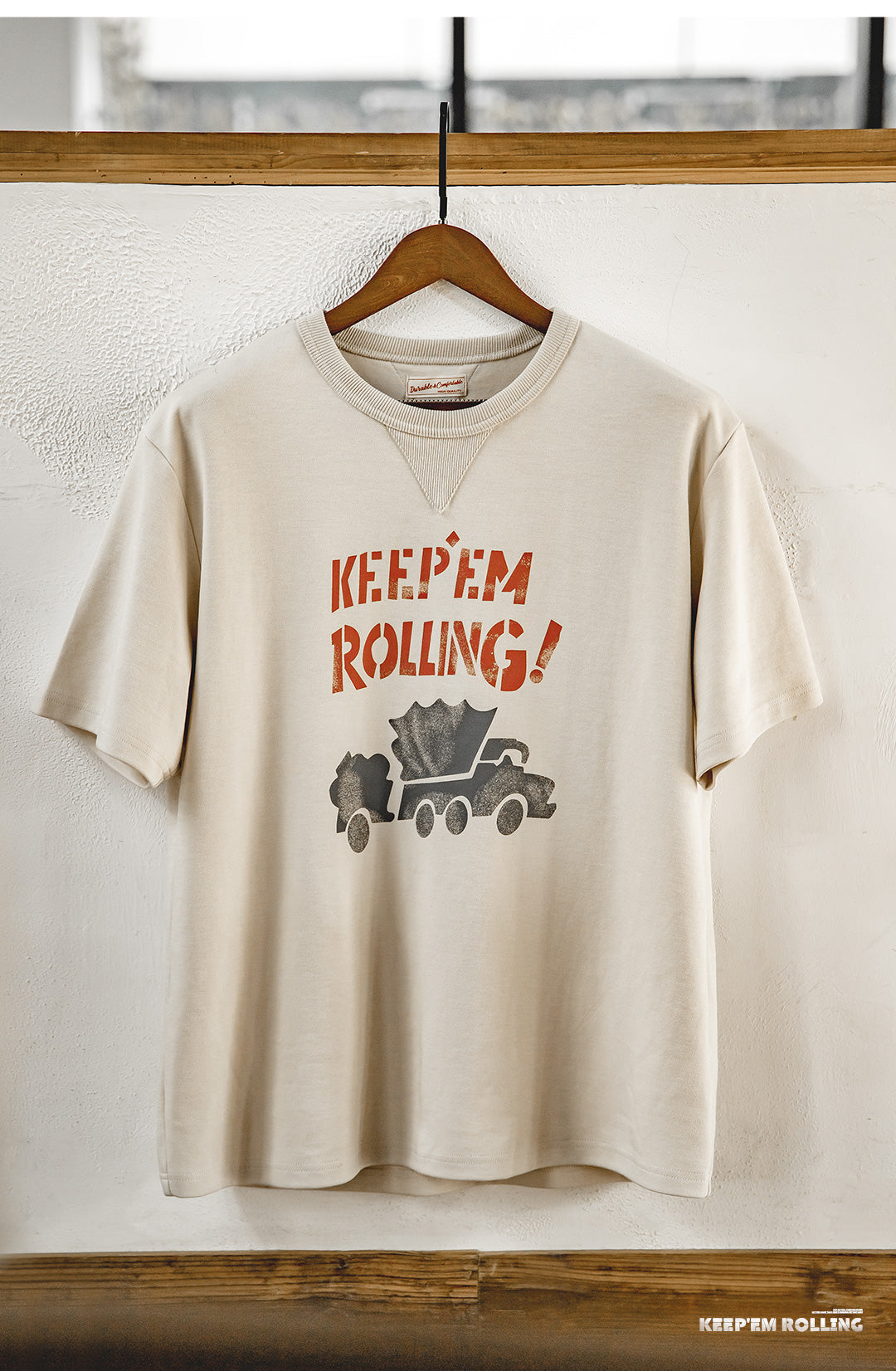 ◆ハーフスリーブ KEEP’EM ROLLING!プリント Tシャツ◆S~2XL