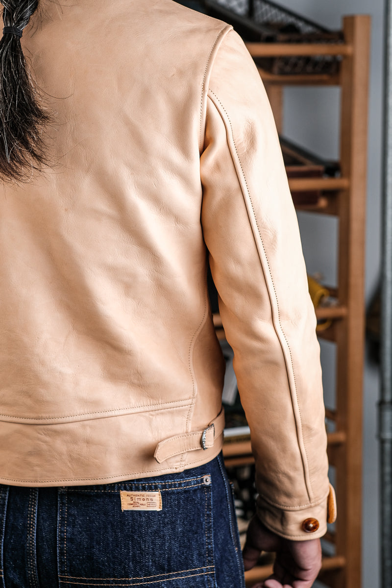 スペシャル★★植物タンニン鞣し ホースハイドレザー NAKEDカラー無染色コサックジャケット★★S~2XL