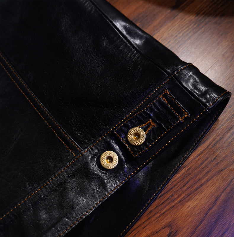 ★507 type3型 復刻モデル 刺繍オイルホースハイドレザージャケット★ブラック S~4XL
