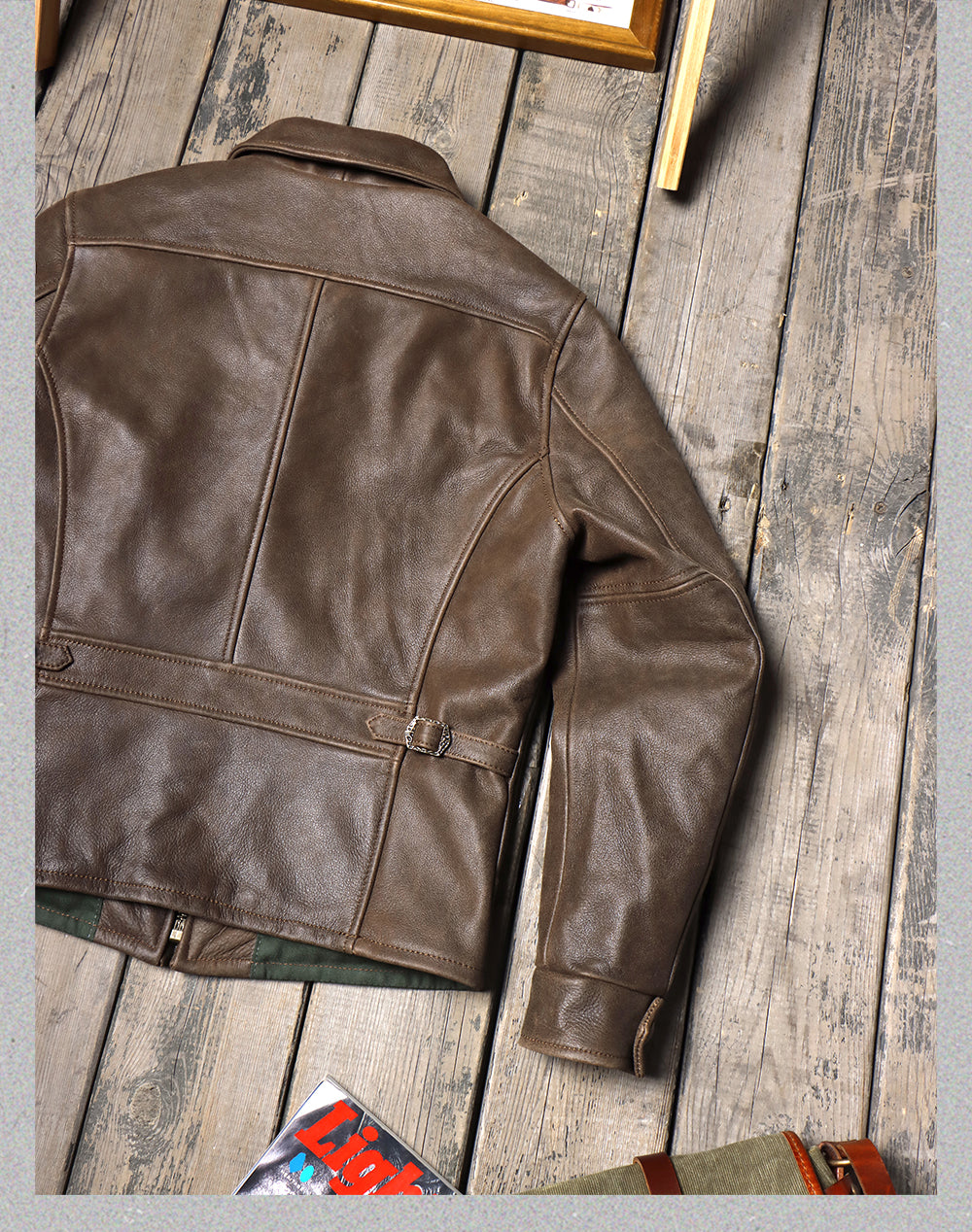 カウレザー ヴィンテージ加工 シングルライダース ジャケット S~5XL