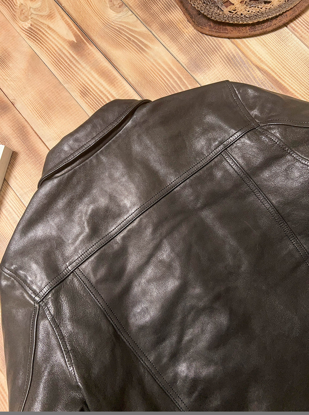 SALEプライス★VINTAGE復刻デザイン 植物タンニンなめし ゴートレザー シングルライダースジャケット★M~5XL