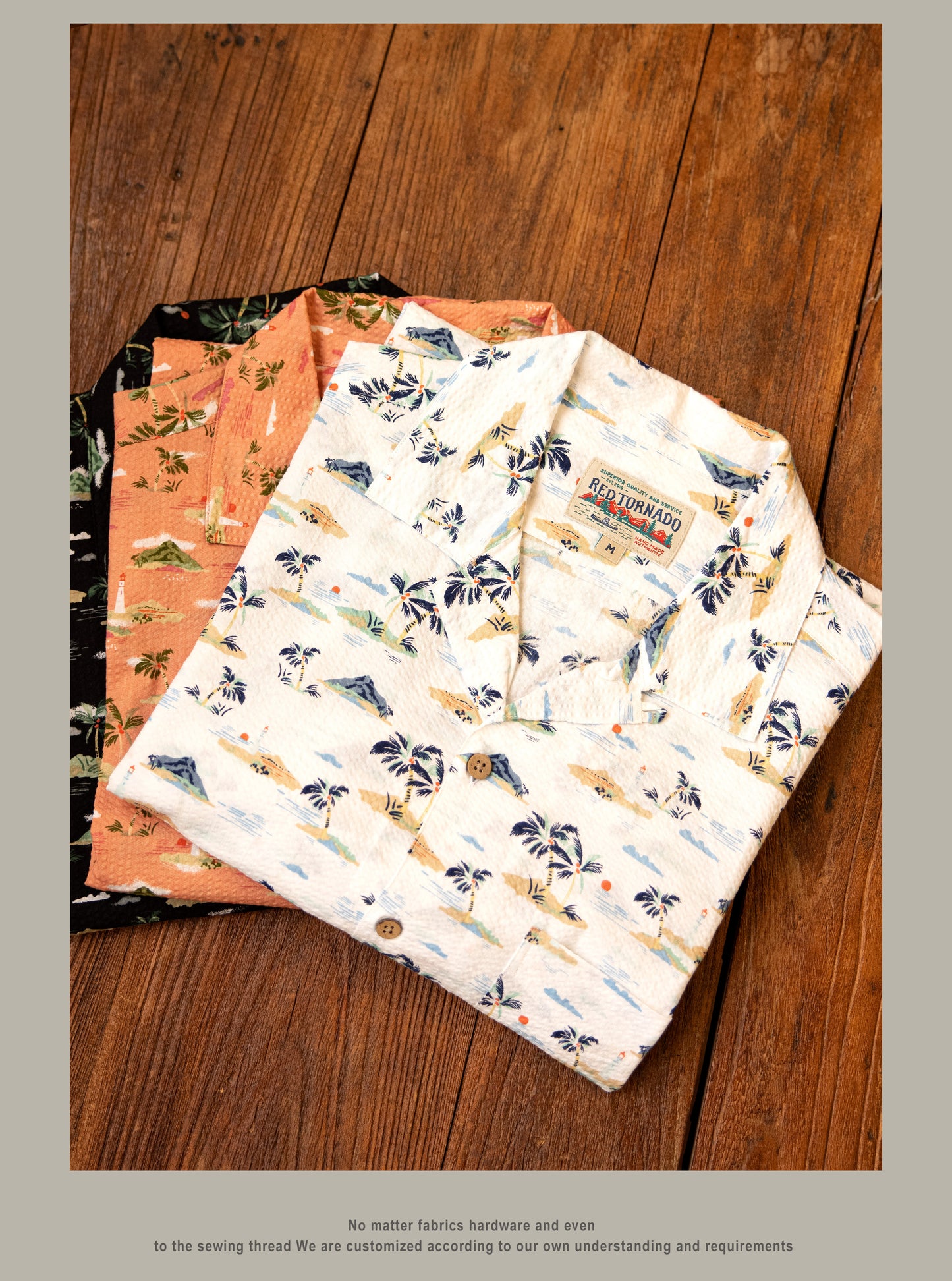 3色展開△コットンシアサッカー地 半袖 アロハシャツ▽S~3XL