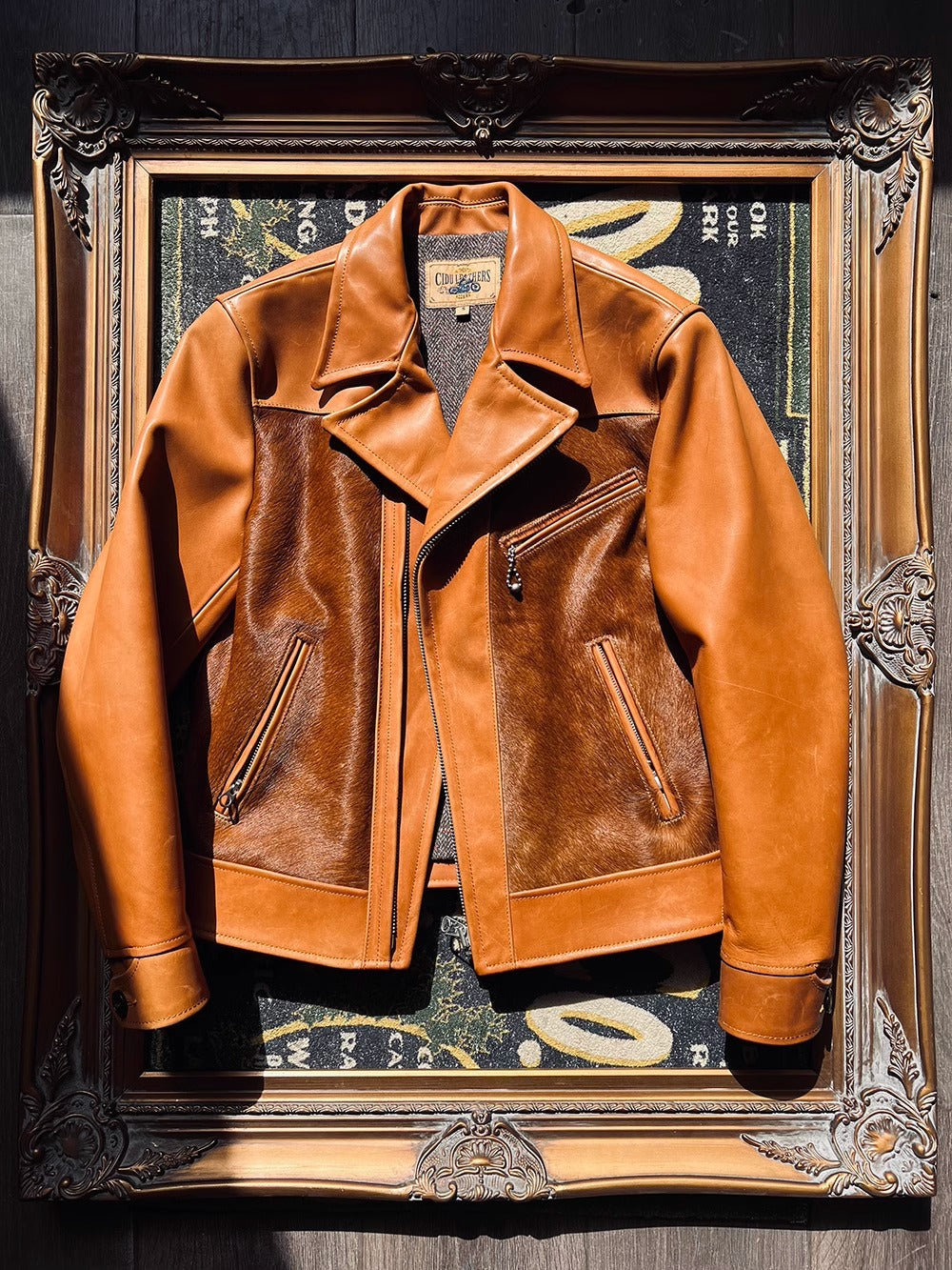 ▲昨シーズン物売り切れ価格▼S/Lサイズのみ ヴィンテージ復刻 ハラコ×カウレザーダブルライダースジャケット▲