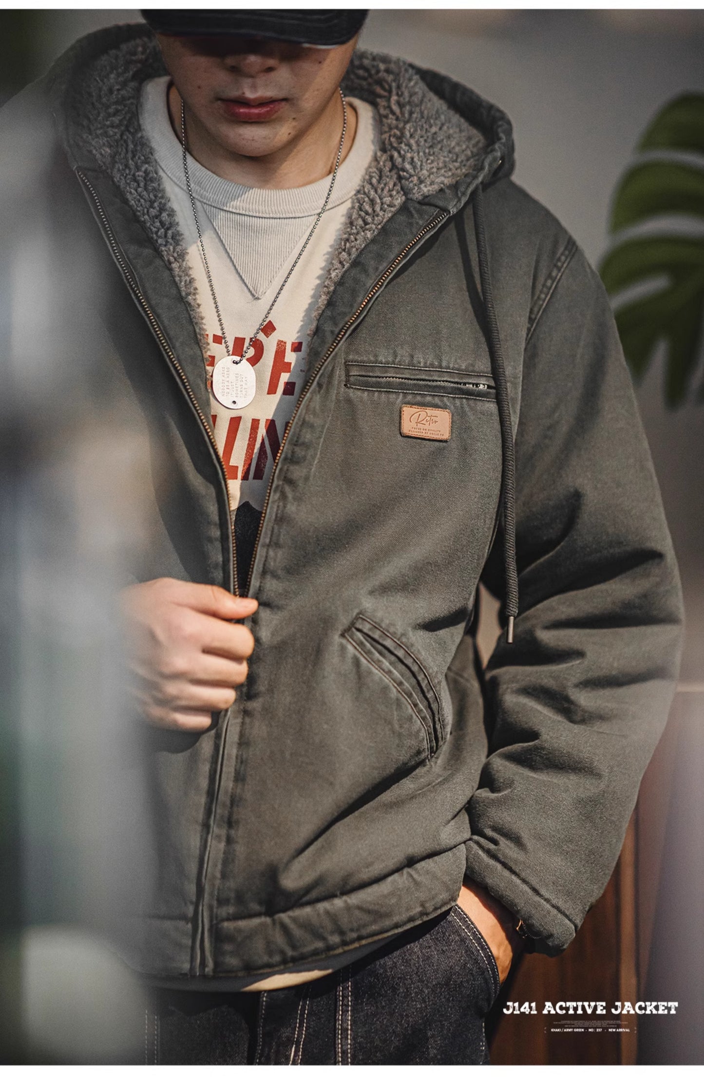 2色展開▲ヴィンテージ J141復刻 内ボア キャンバスフードジャケット▼S~3XL