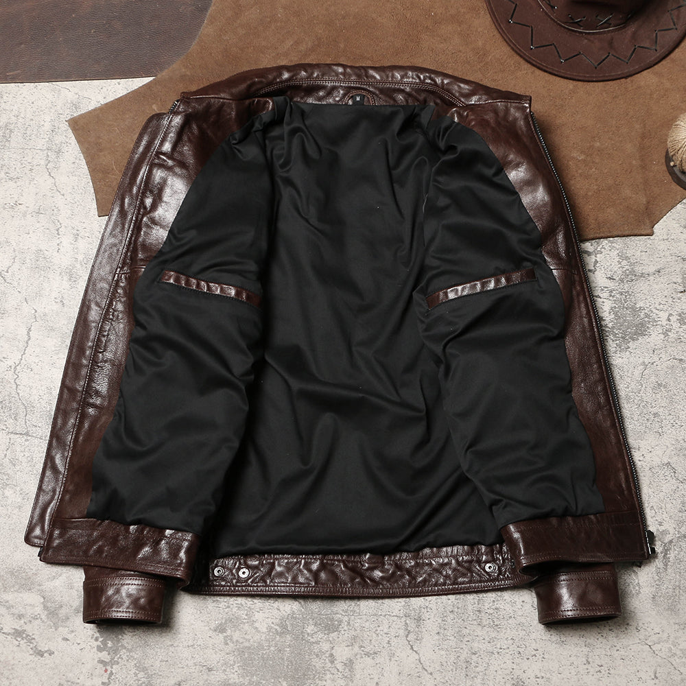 ヴィンテージ復刻スタイル◆オイルゴートレザー ジャケット◆M~4XL