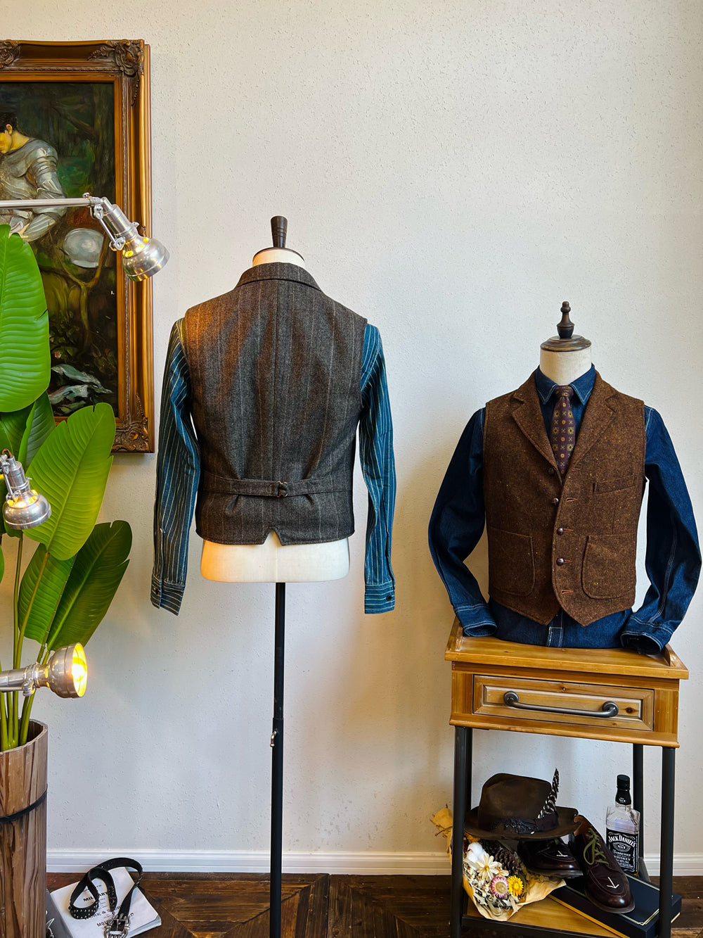 クラシカル ウールツイード ベスト グレーS~4XL