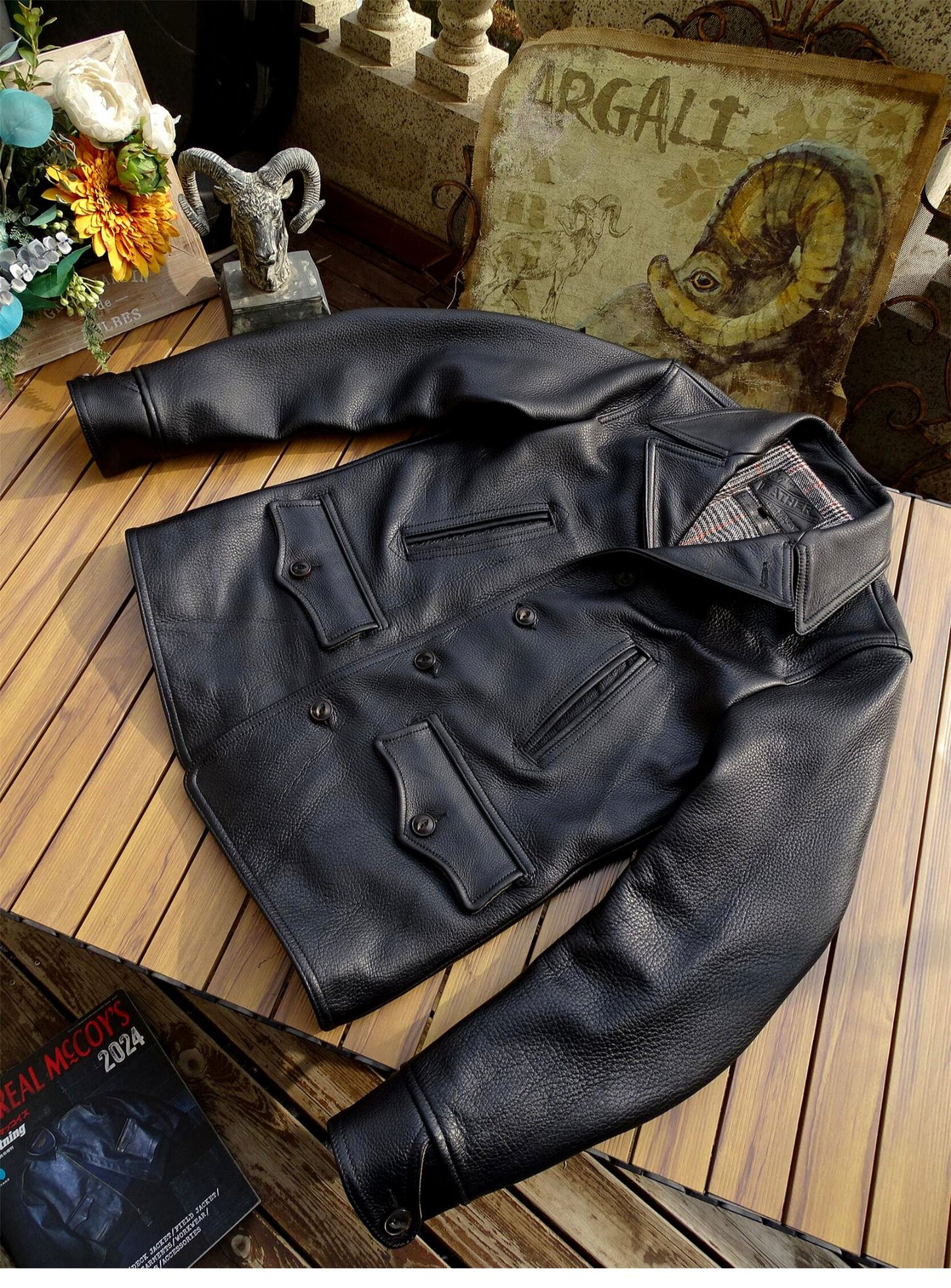 △1.7mmカウレザーカーコート▽S~4XL