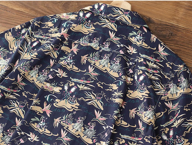 2色展開△ヴィンテージ復刻 ハワイアンプリント アロハシャツ▽S~2XL