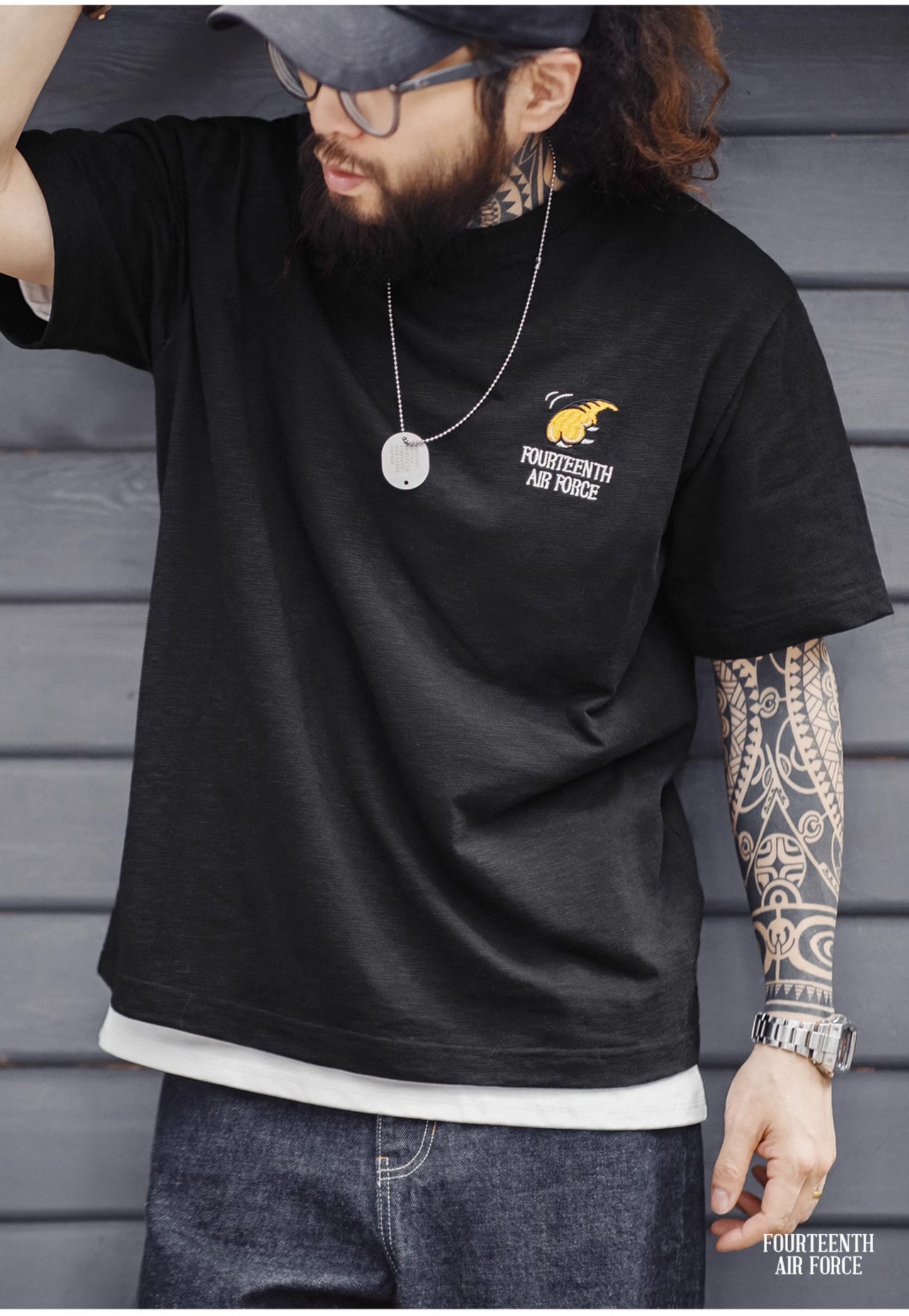 目の詰まった刺繍のクオリティーも抜群◆Flying Tigers刺繍Tシャツ◆S~3XL