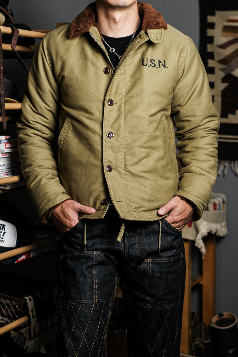 ☆ヴィンテージ 復刻 N-1 ウールアルパカ混総ボア USNデッキジャケット☆S~3XL
