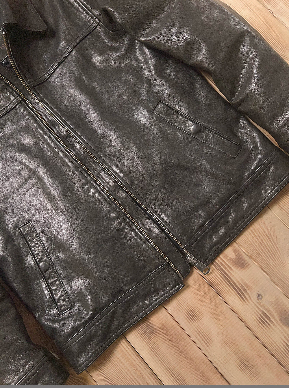 SALEプライス★VINTAGE復刻デザイン 植物タンニンなめし ゴートレザー シングルライダースジャケット★M~5XL