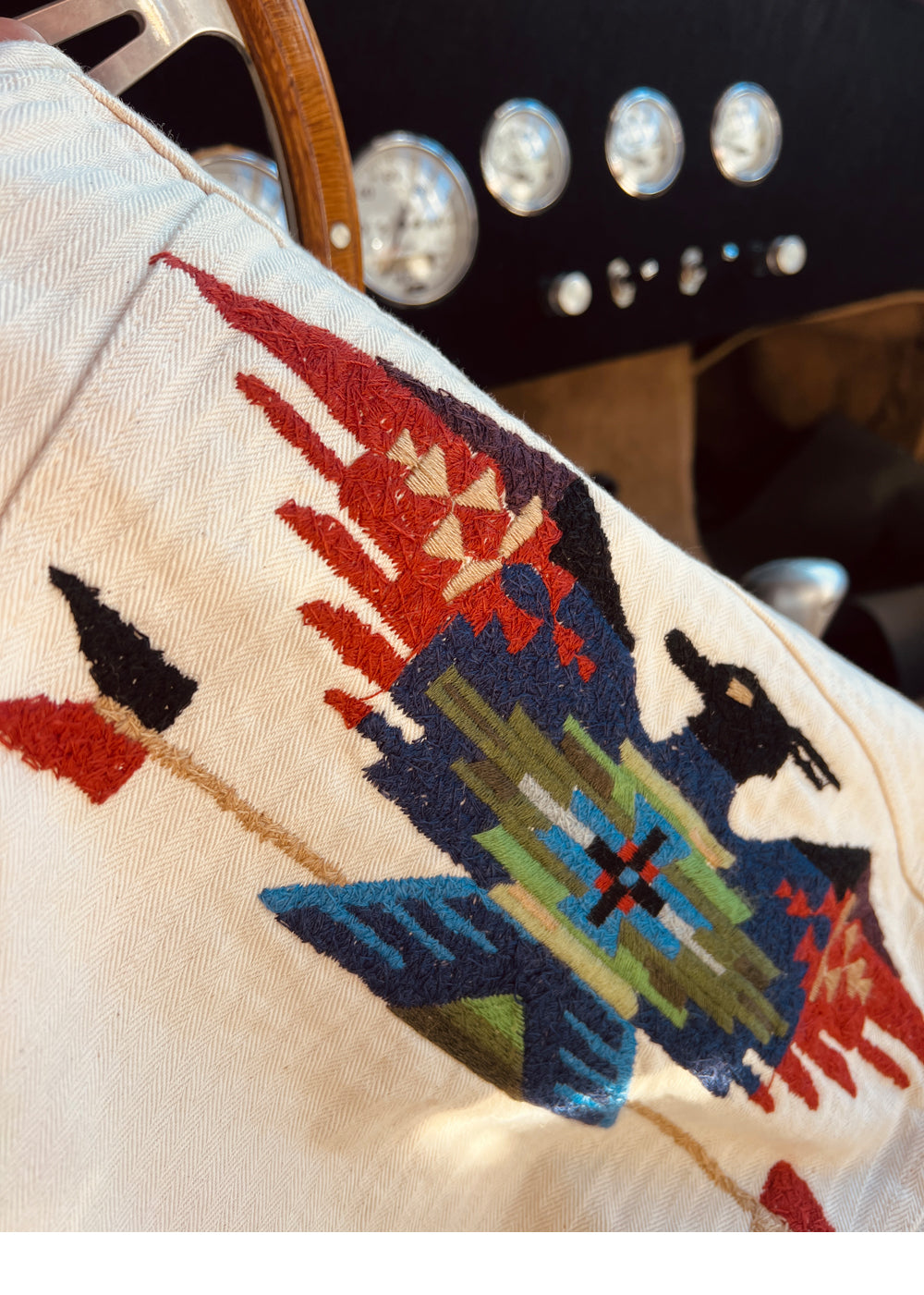 サンダーバード刺繍がカッコいい▲ホワイトヘリンボーンジャケット▼S~4XL