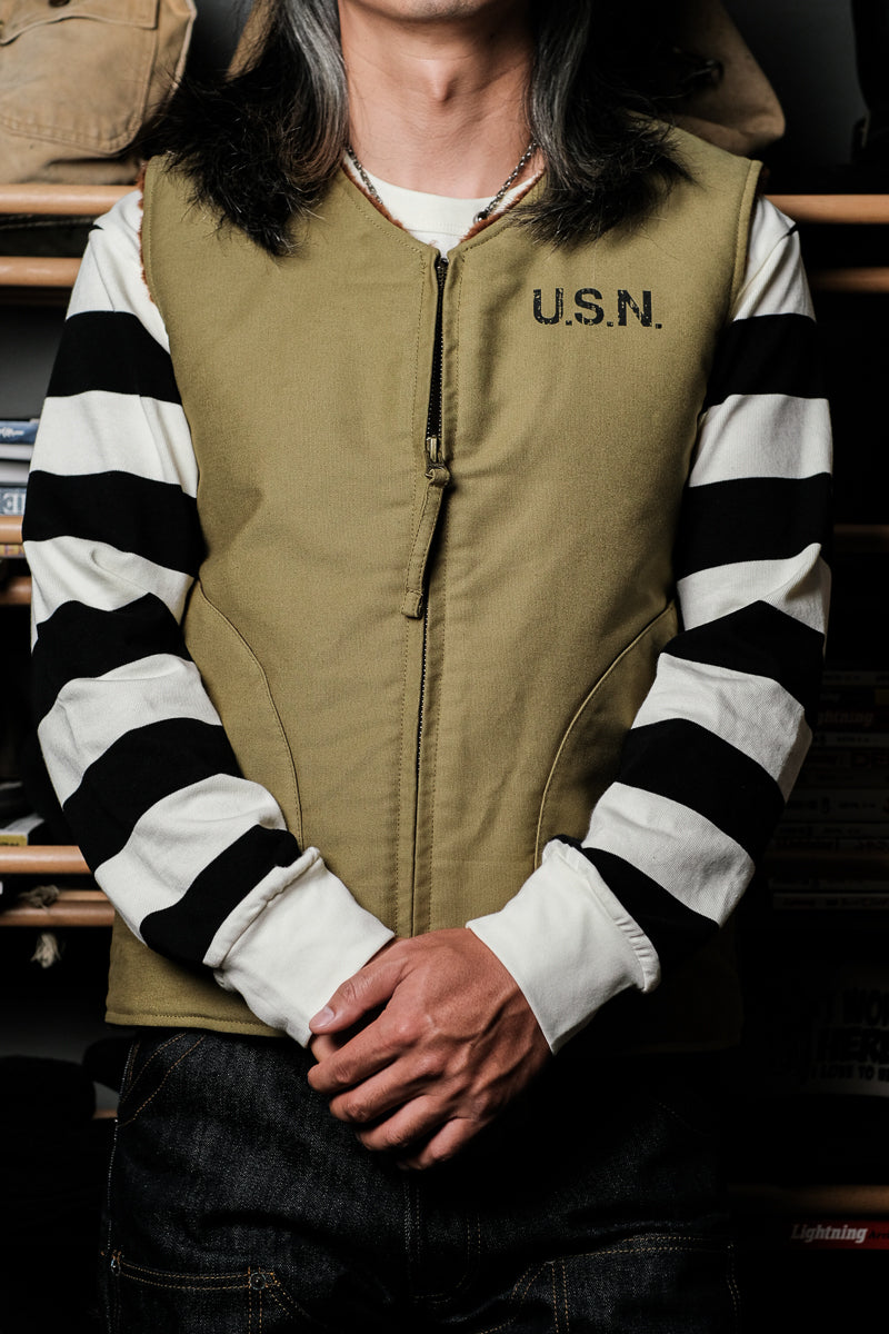 ◇USNステンシル入り 防寒性も抜群 ヴィンテージ復刻デッキベスト◇S~2XL