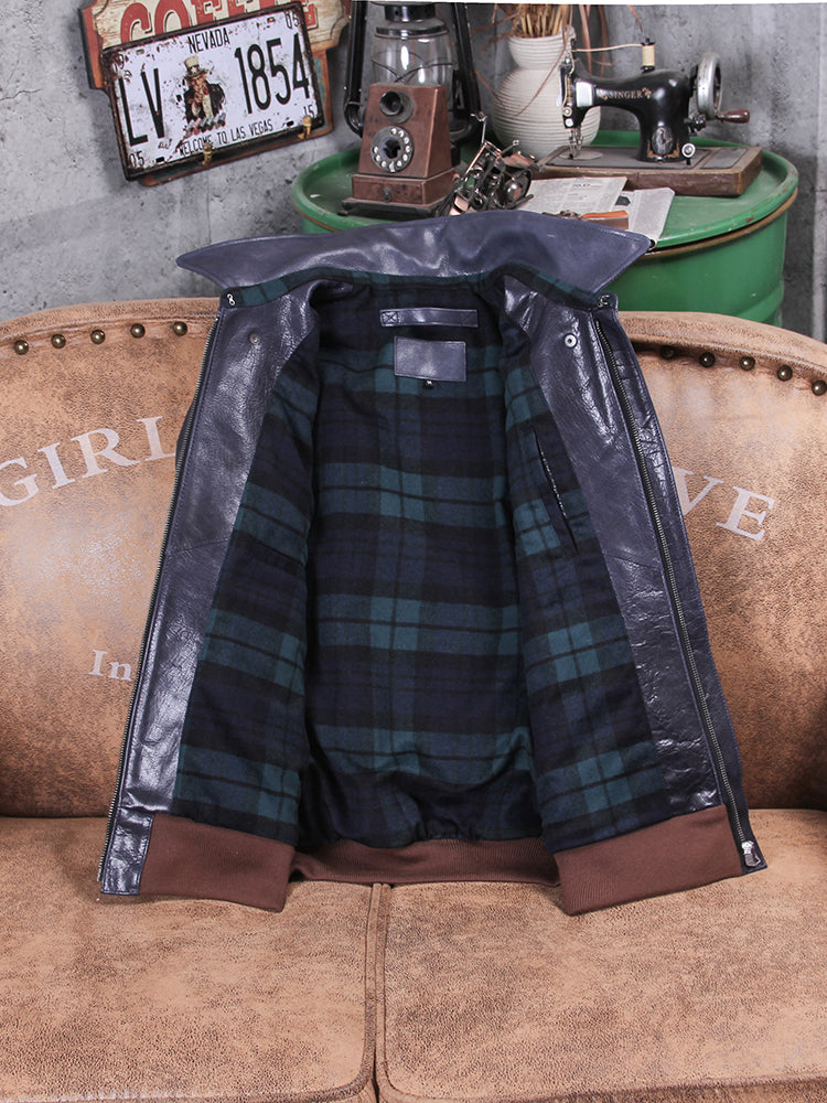 レアカラー1.5mm△ブルーグレーカウレザー A-2ジャケット▽M~5XL