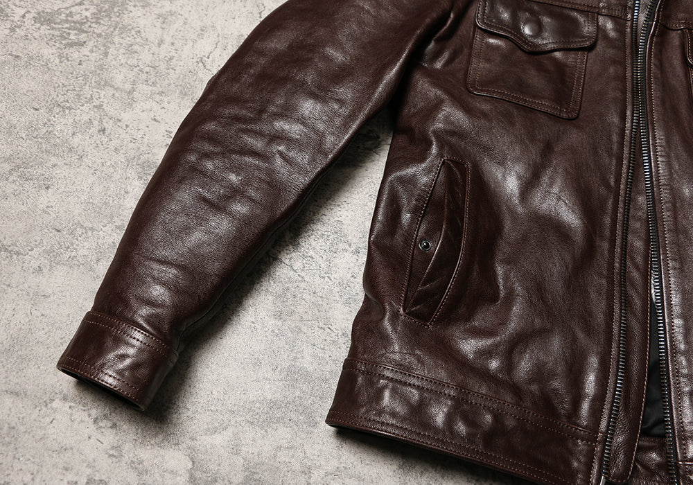 ヴィンテージ復刻スタイル◆オイルゴートレザー ジャケット◆M~4XL
