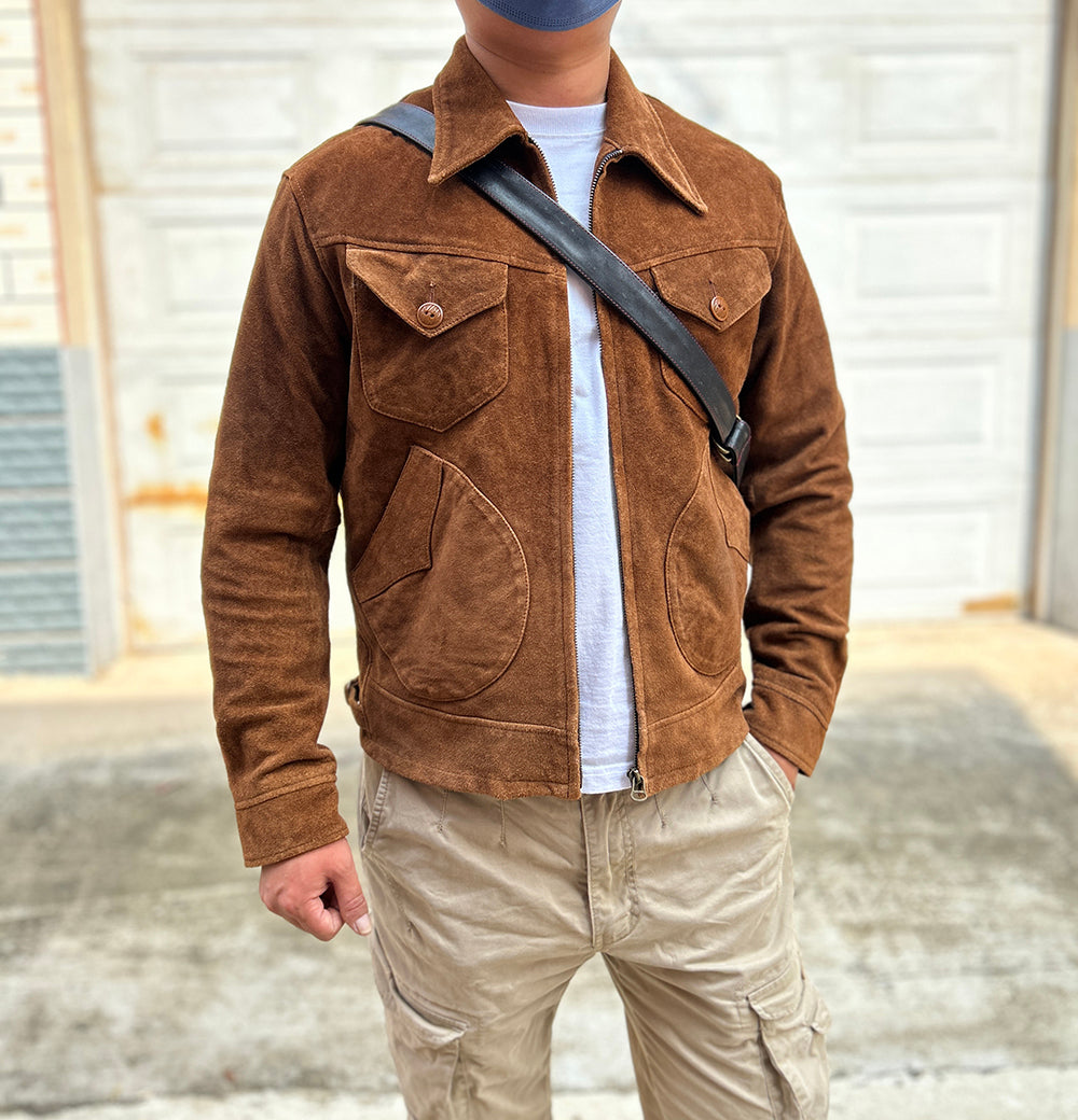 ◆70’s ヴィンテージ復刻 カウレザー スウェード シングルライダース ジャケット◆M~3XL