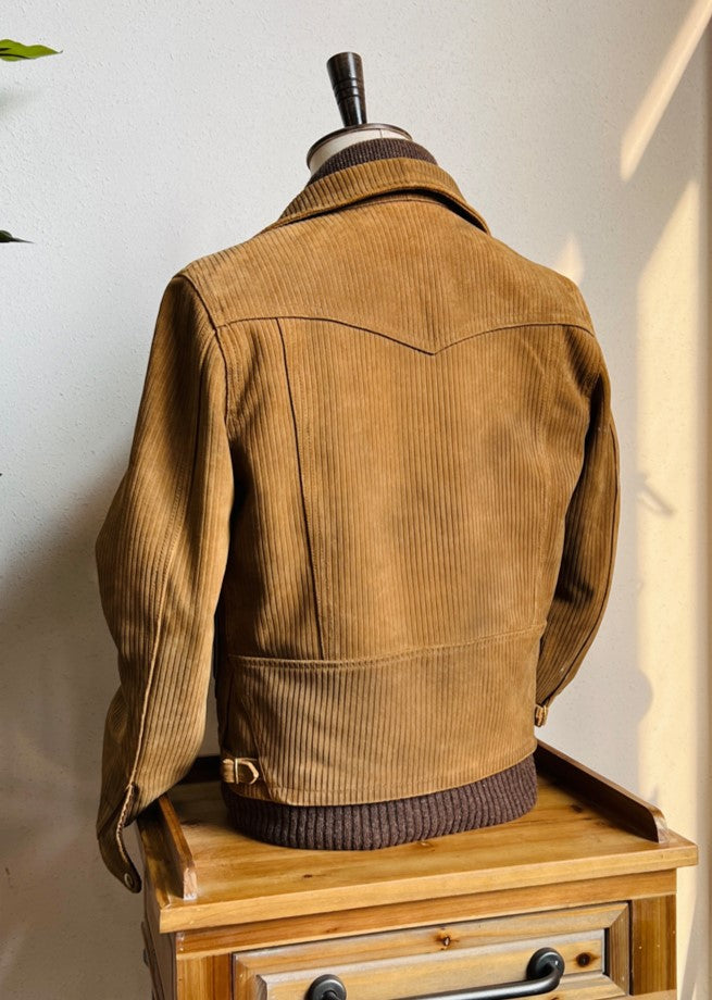 レアファブリック▲ヴィンテージ復刻 スウェードレザーコーデュロイ ウエスタンジャケット▼S~3XL