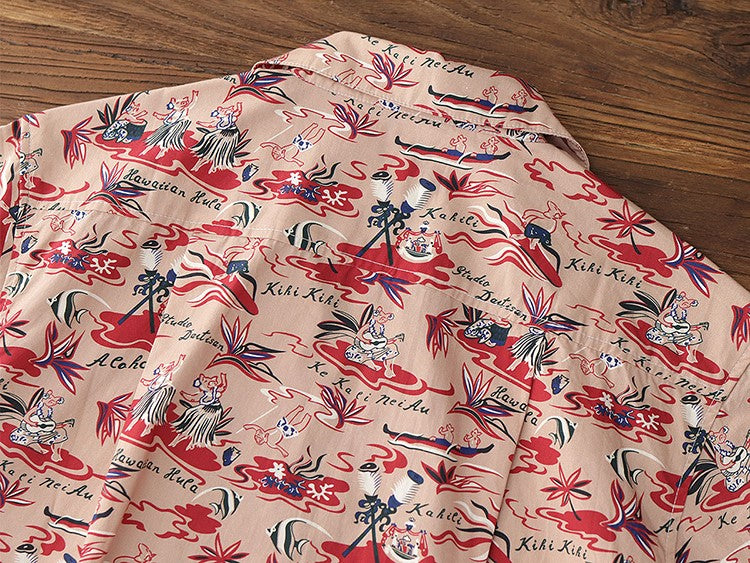 2色展開△ヴィンテージ復刻 ハワイアンプリント アロハシャツ▽S~2XL