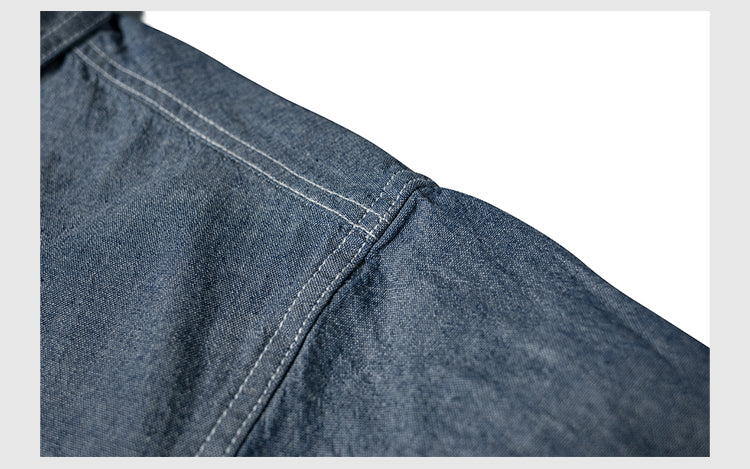 ◆ヴィンテージ復刻デザイン 半袖7.2オンス シャンブレーワーク シャツ◆S~2XL