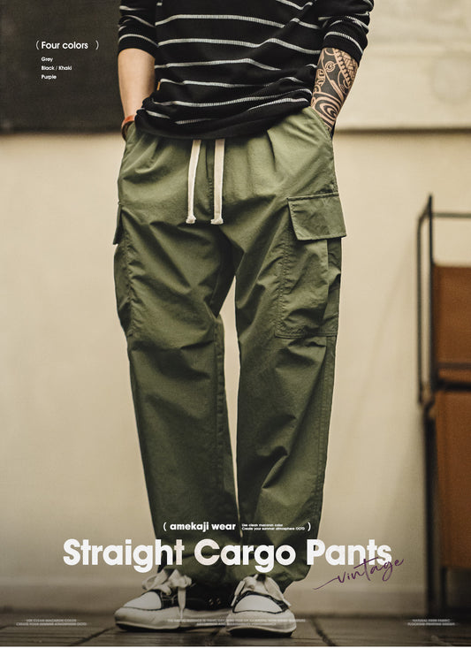 4色展開◆撥水性ありで梅雨時にも◆発色の良いリップストップ生地 ナイロンカーゴパンツ◆S~XXL