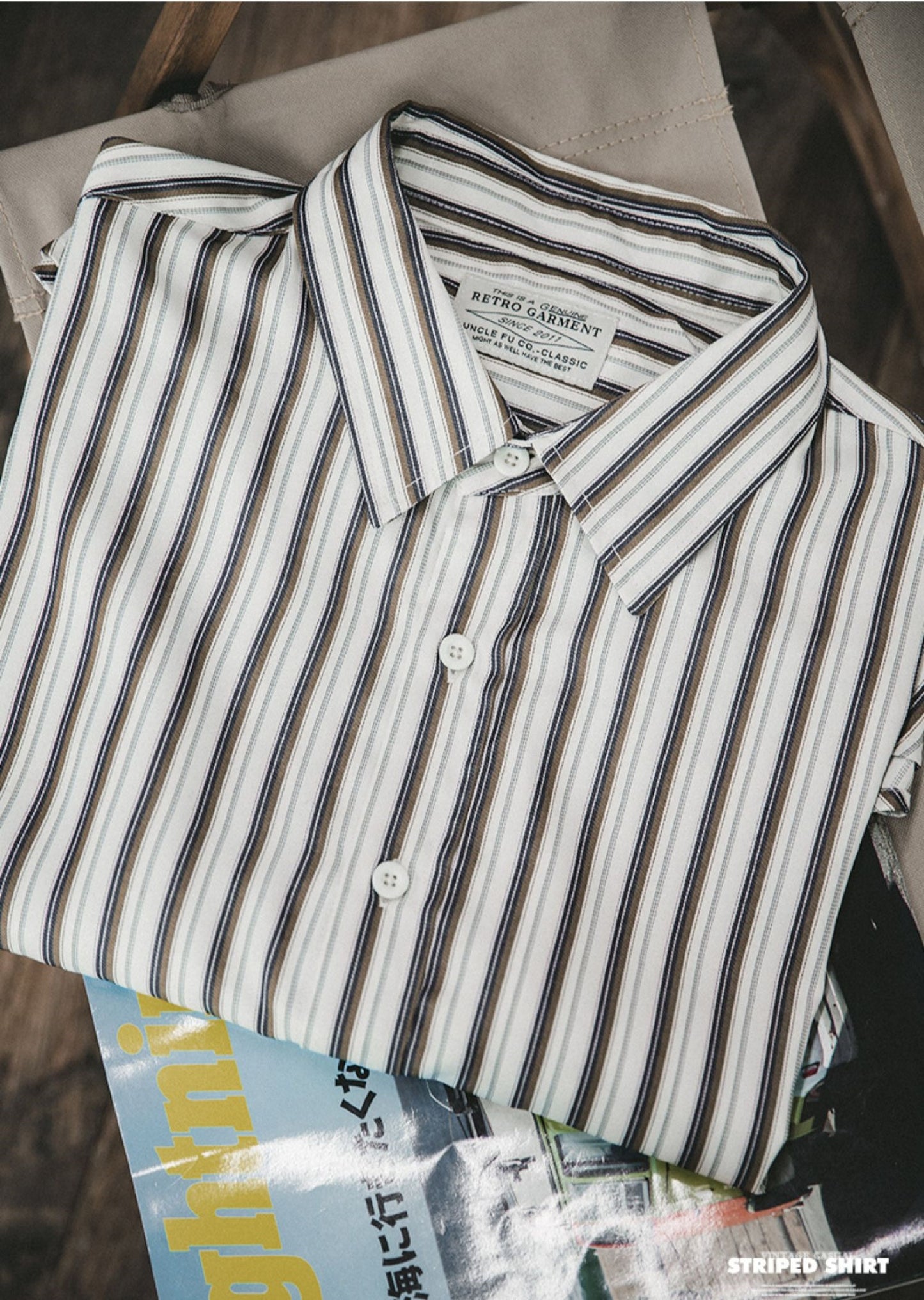 レザージャケットのインナーにも★絶妙なストライプ柄シャツ★S~2XL