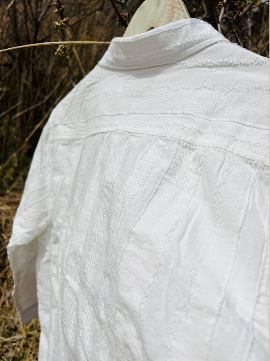 △絶妙なテクスチャーの白シャツ▽M~3XL