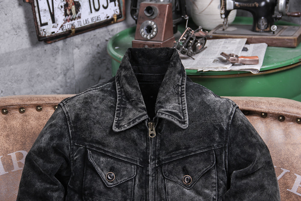 ◆70’s ヴィンテージ復刻 カウレザー スウェード シングルライダース ジャケット◆M~5XL