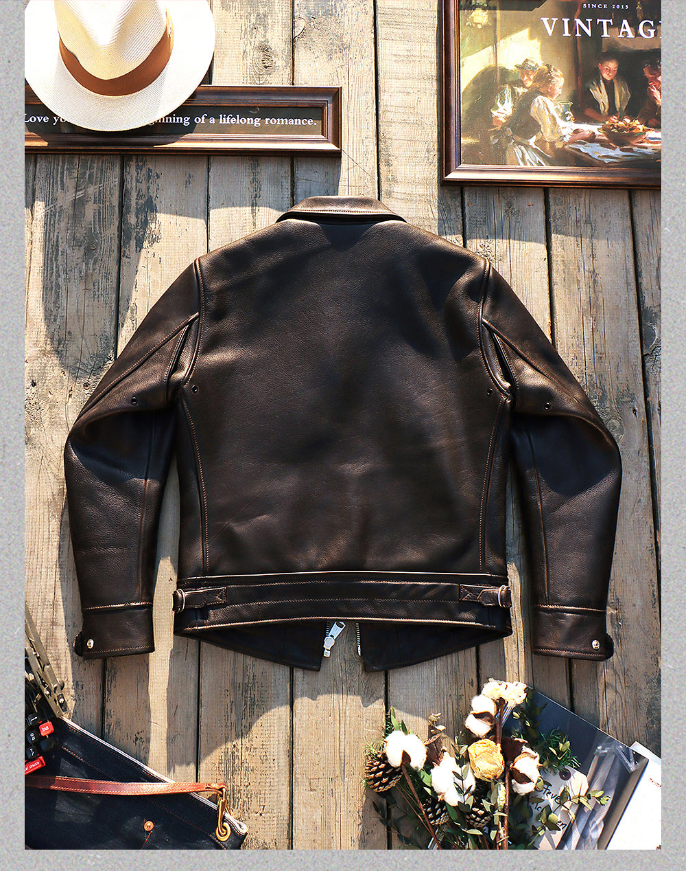 カウレザー シングルライダース ジャケット S~4XL