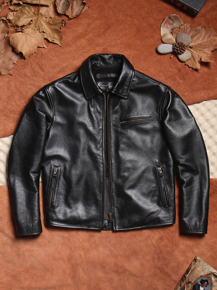 昨シーズン物売り切りセール★カウレザー シングルライダースジャケット★M~5XL