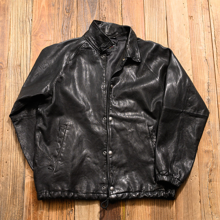 ★植物タンニン鞣し ウォッシュ加工 シープレザーコーチジャケット★M~XL