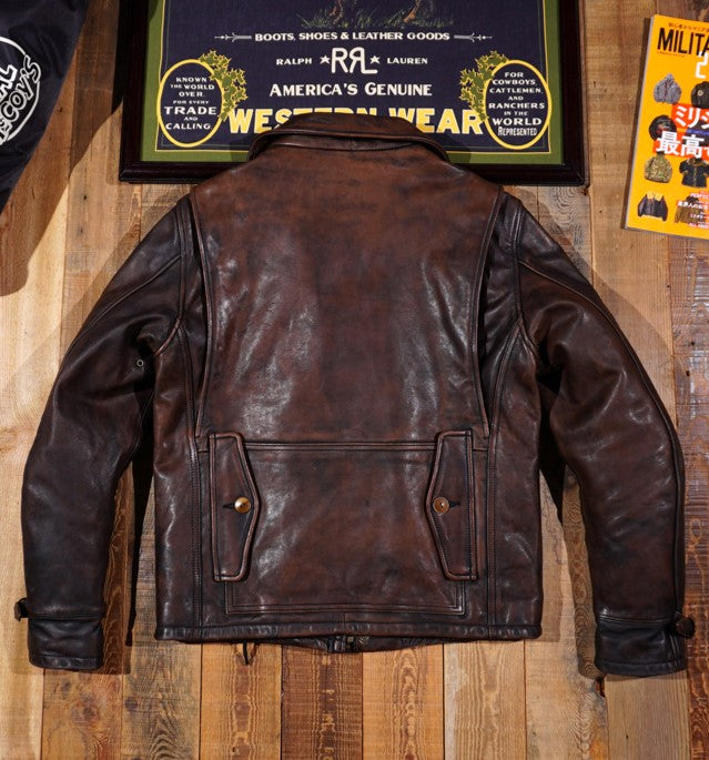 ヴィンテージ加工 ホースハイドレザー ハンティングジャケット M~4XL