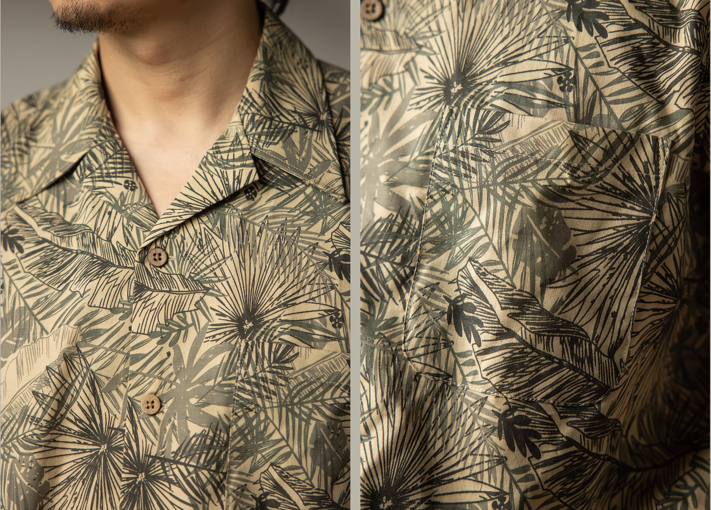 △ヴィンテージ復刻 リーフ柄 半袖 アロハシャツ▽S~3XL