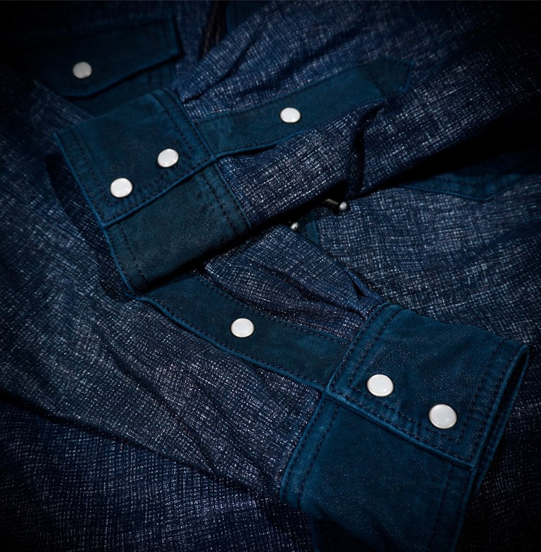 ★インディゴカラー ナバホ刺繍 シープスキン スウェードウエスタンシャツ★S~3XL