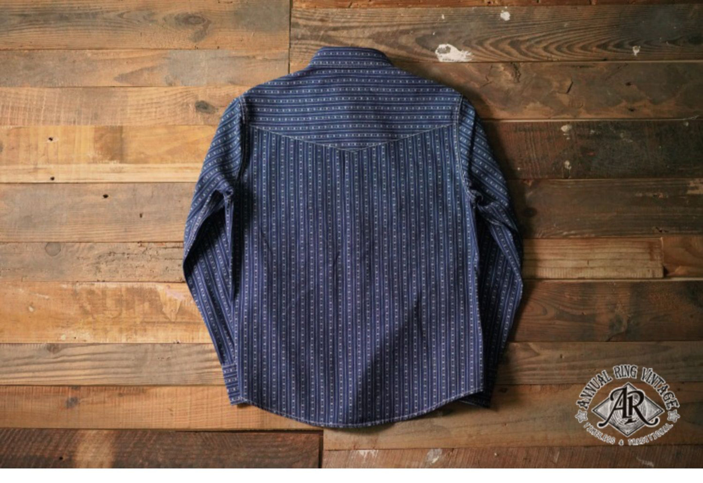 △ヴィンテージ復刻生地使用 インディゴ抜染色 ウエスタンシャツ▽S~2XL