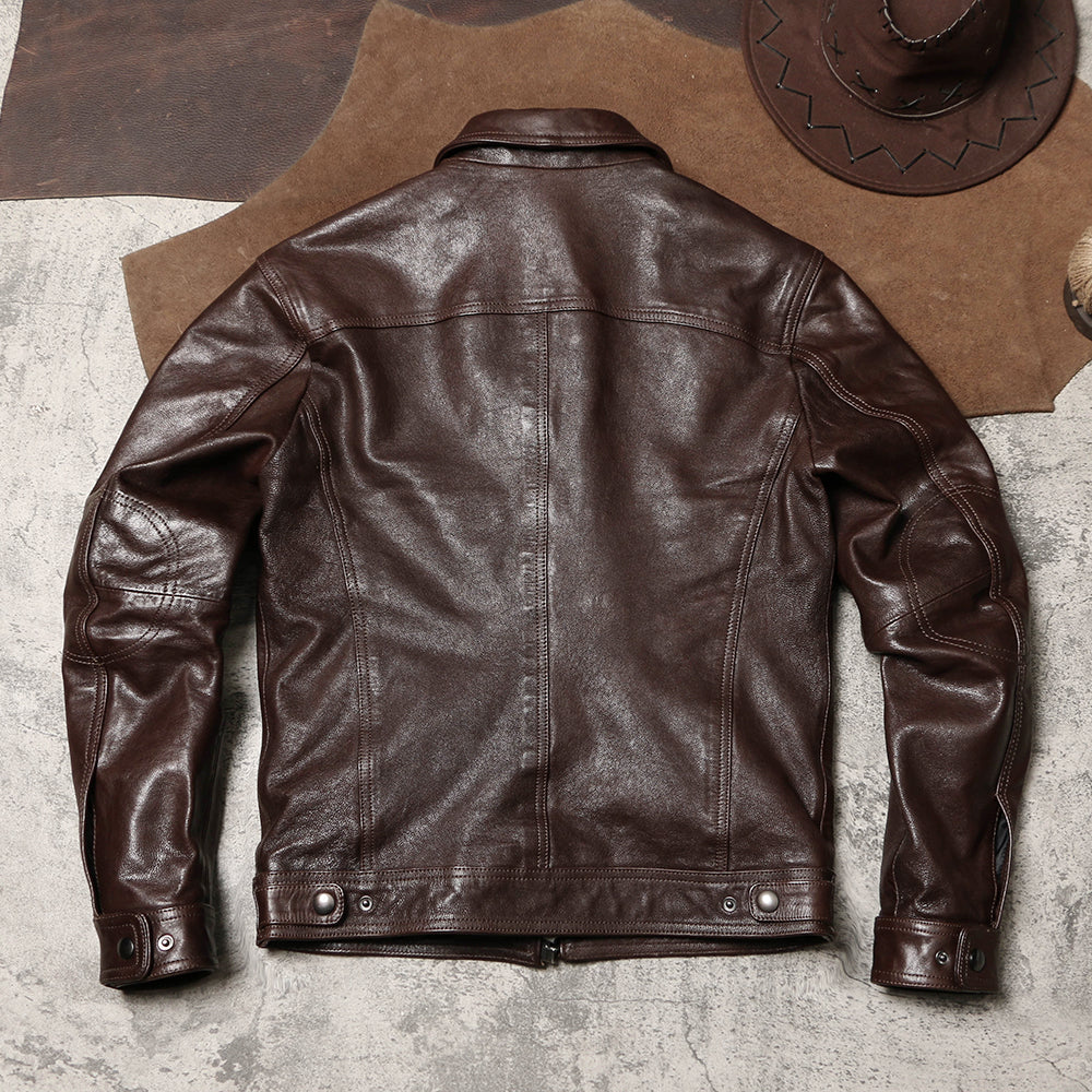 ヴィンテージ復刻スタイル◆オイルゴートレザー ジャケット◆M~4XL