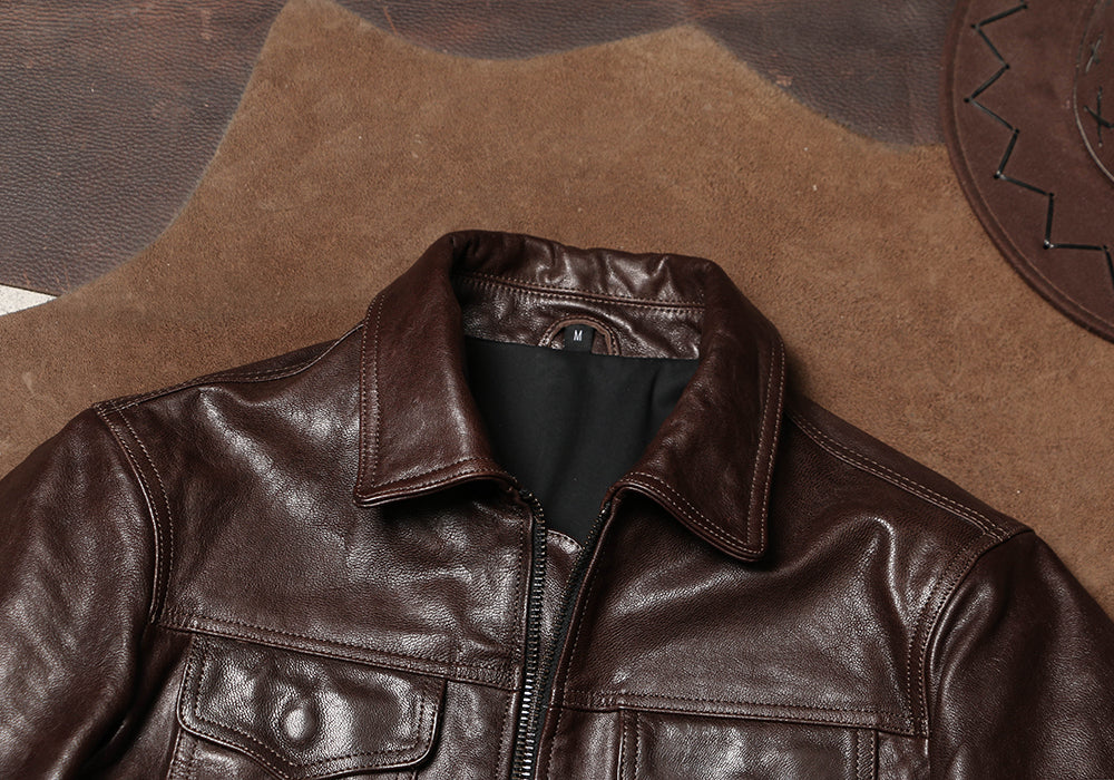 ヴィンテージ復刻スタイル◆オイルゴートレザー ジャケット◆M~4XL