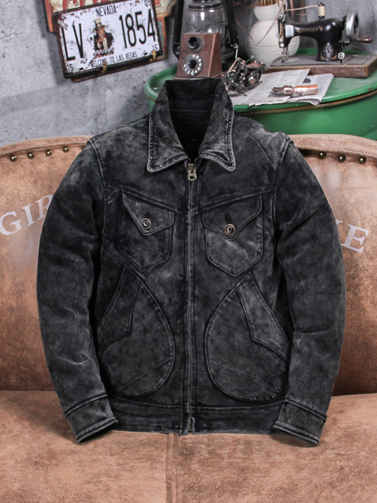 ◆70’s ヴィンテージ復刻 カウレザー スウェード シングルライダース ジャケット◆M~5XL