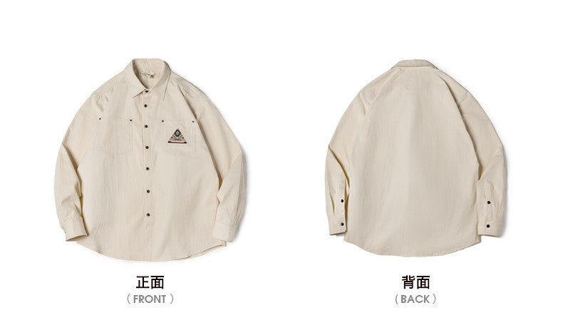 胸元のブランケットパッチがポイント★ヴィンテージ復刻コットンピケ ティピ柄シャツ★S~2XL