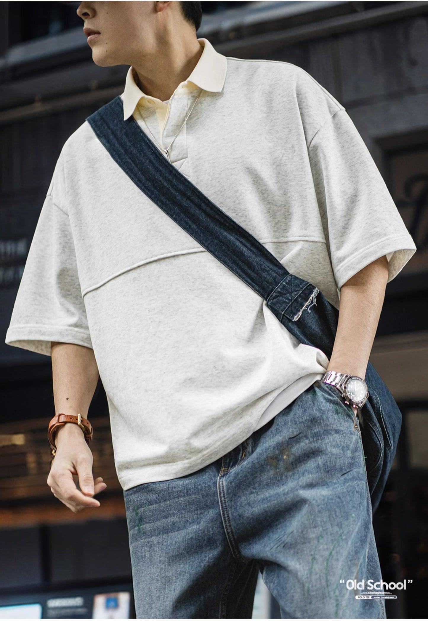 ☆ゆったりシルエット 5分丈ポロシャツ☆S~2XL