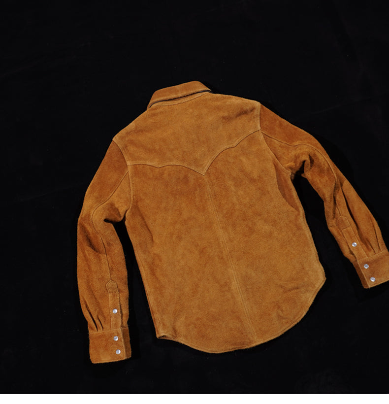 ★カウレザー スウェード ウエスタンシャツ★S~4XL