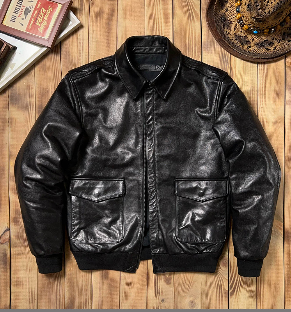 ◇◇ヴィンテージ復刻 オイルフィニッシュカウレザーA-2ジャケット◇◇M~5XL