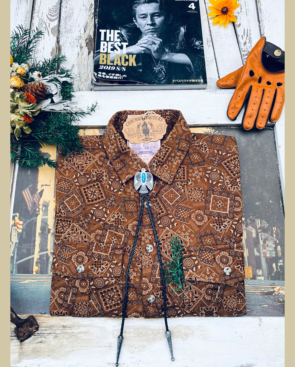 ◆ヴィンテージスタイル バンダナ柄 ロングスリーブシャツ◆ M~3XL