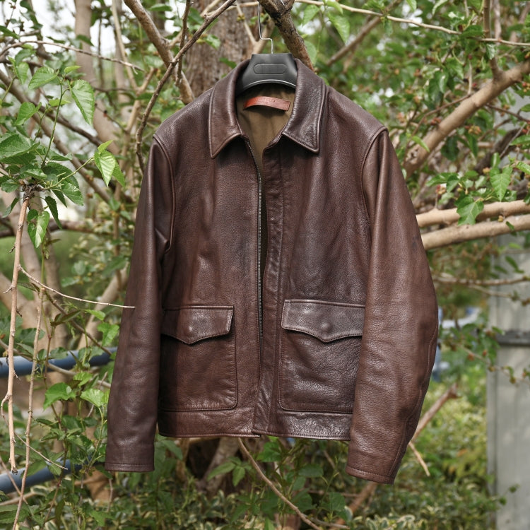 ★植物タンニン鞣しカウレザーゆったりシルエットA-2 フライトジャケット★M~4XL