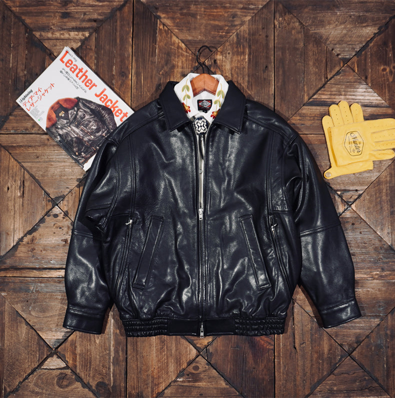 ゆったりシルエット△水染カウレザー ブルゾン▽ S～3XL – quietman