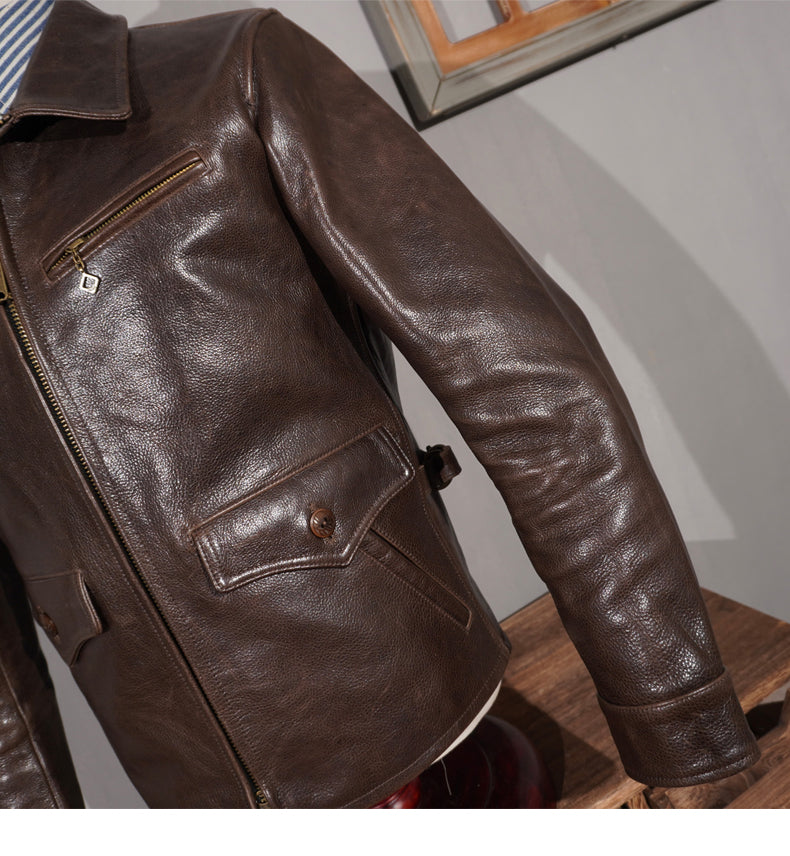 1930's VINTAGE復刻 カウレザー シングルライダースジャケット S~5XL