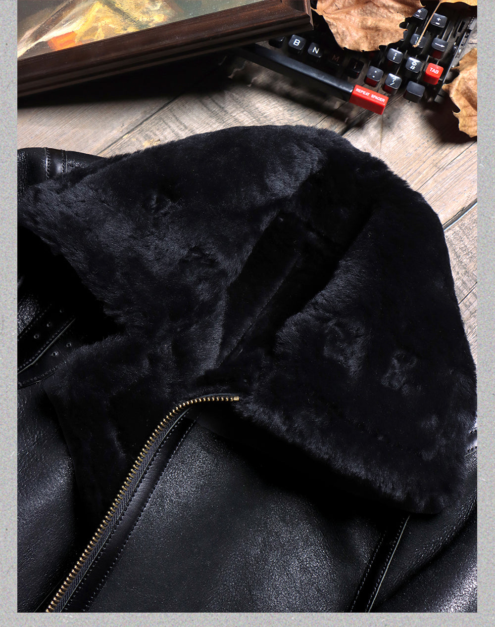 昨シーズン売り切りSALE★ポリッシュ加工ブラックムートン B-3フライトジャケット★S~4XL
