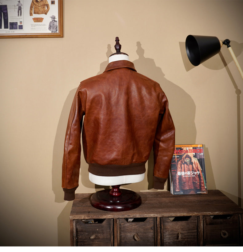 昨シーズン物売り切りセール△ヴィンテージ復刻 ワックスコーティング カウレザー A-2ジャケット▽S~4XL