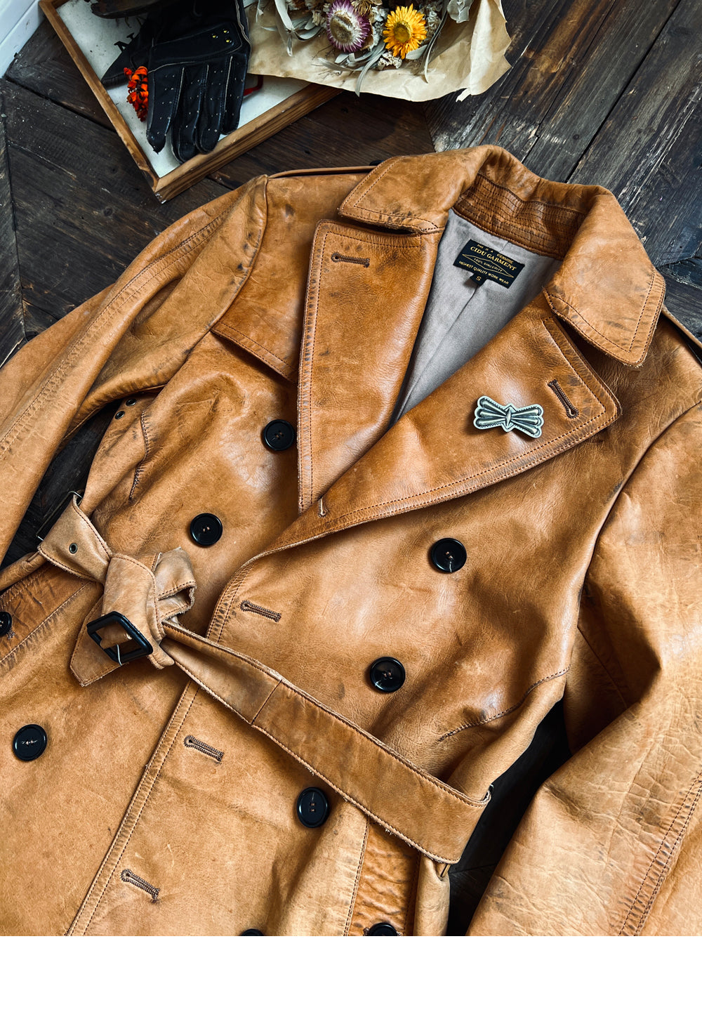 ◇ヴィンテージ復刻 イタリアン カーフレザー モーターサイクルコート◇S~3XL